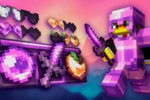Текстуры PvP-пакет в фиолетовой тематике для Minecraft PE
