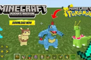 Мод Бумажный Покемон 2D для Minecraft PE – Лови, эволюционируй и сражайся с плоскими монстрами!