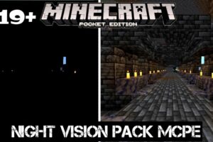 Текстуры Улучшенное Ночное Видение: Играйте в Minecraft PE в Темноте Без Зелий и Модов